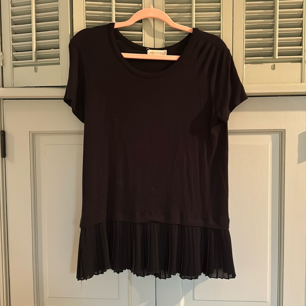 EUC black peplum top with pleats - Size M